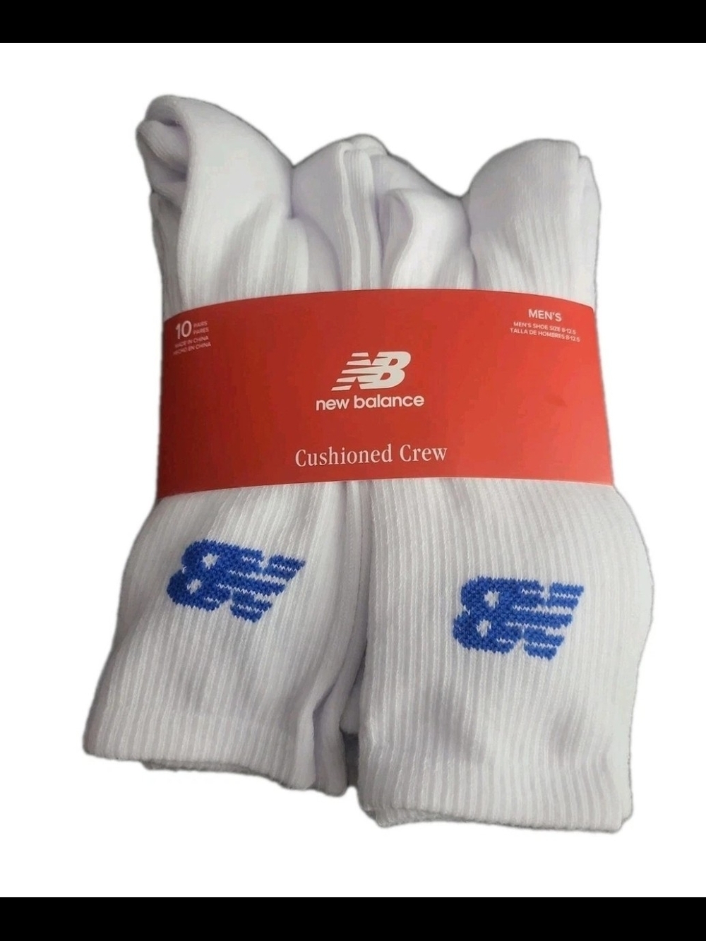 New Balance 10 pairs Cushion Crew socks Arch support size 8-12.5 White